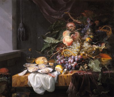 Martwa natura z owocami i ostrygami autorstwa Jacob van Walscapelle