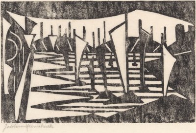 Skład (łodzie w porcie) autorstwa Jacoba van Heemskerck (signed by artist)