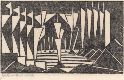 Kompozycja (Żeglowanie po jeziorze) autorstwa Jacoba van Heemskerck (signed by artist)