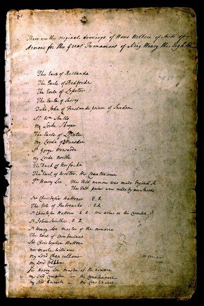 Indeks do garniturów zbroi z albumu An Elizabethan Armourers, c.1589 autorstwa Jacobe Halder