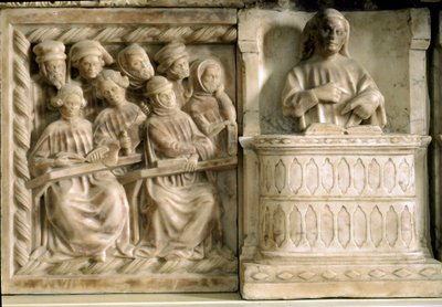 Pomnik nagrobny Carlo, Roberto i Riccardo da Saliceto: uczniowie uczęszczający na kurs (rzeźba, ok. 1403) autorstwa Jacobello and Pier Paolo dalle Masegne