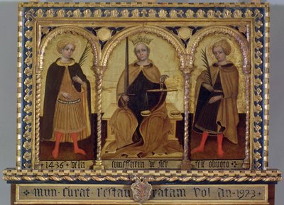 Sprawiedliwość między św. Feliksem a św. Fortunato autorstwa Jacobello del (attr. to) Fiore
