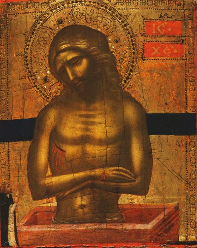 Chrystus przy grobie z mnichem dominikańskim autorstwa Jacobello di Bonomo