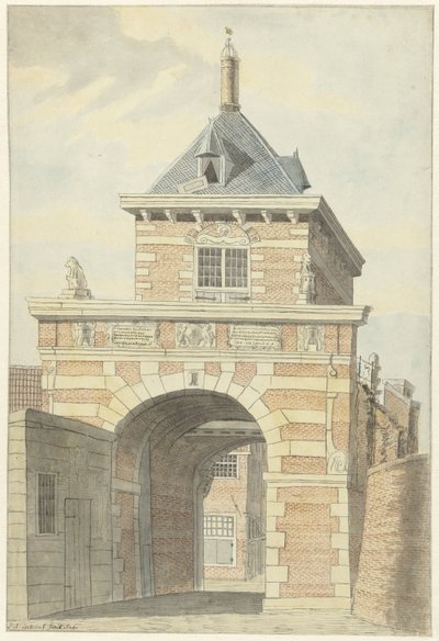 Widok starego Vriesche Poort w Alkmaar autorstwa Jacobus Andreas Crescent