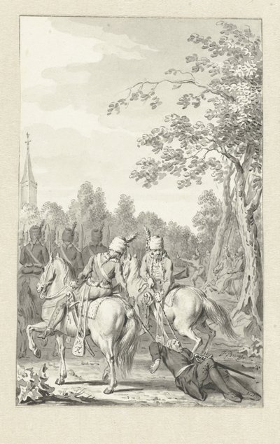 Cluwer maltretowany przez pruskich huzarów autorstwa Jacobus Buys