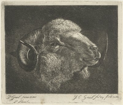 Głowa barana z rogami odwrócona autorstwa Jacobus Cornelis Gaal