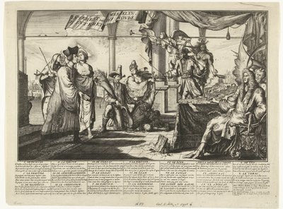 Karykatura prawnika czerpiącego korzyści z kłótni człowieka, 1687 r. Interest des