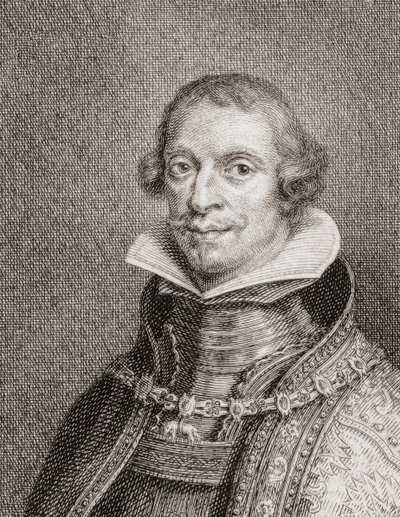 Król Hiszpanii Filip IV, Felipe IV, Portret (rycina) autorstwa Jacobus Houbraken