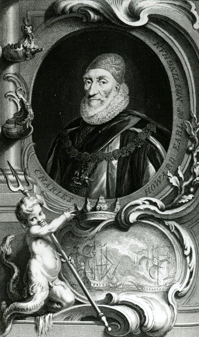 Portret Charlesa Howarda, hrabiego Nottingham, ilustracja z „Heads of Illustrious Persons of Great Britain”, wyd. autor: Knapton, Londyn 1742 autorstwa Jacobus Houbraken
