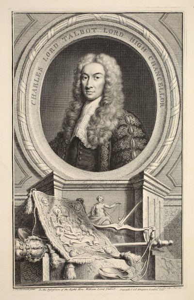 Portret Karola, Lorda Talbota, ilustracja z „Głów wybitnych osobistości Wielkiej Brytanii”, wyd. autor: Knapton, Londyn 1742 autorstwa Jacobus Houbraken