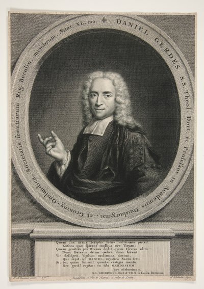 Portret Daniela Gerdesa, wg J.M. Quinkhart autorstwa Jacobus Houbraken