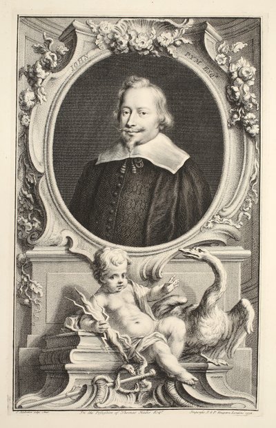Portret Johna Pyma, ilustracja z „Heads of Illustrious Persons of Great Britain”, wyd. autor: Knapton, Londyn 1742 autorstwa Jacobus Houbraken