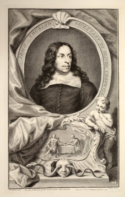Portret Johna Thurlowa, ilustracja z "Heads of Illustrious Persons of Great Britain", wyd. Knapton, Londyn 1742 autorstwa Jacobus Houbraken