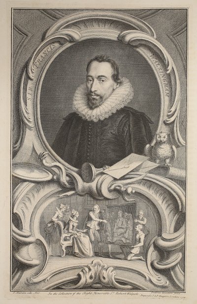 Portret sir Francisa Walsinghama, ilustracja z „Heads of Illustrious Persons of Great Britain”, wyd. autor: Knapton, Londyn 1742 autorstwa Jacobus Houbraken