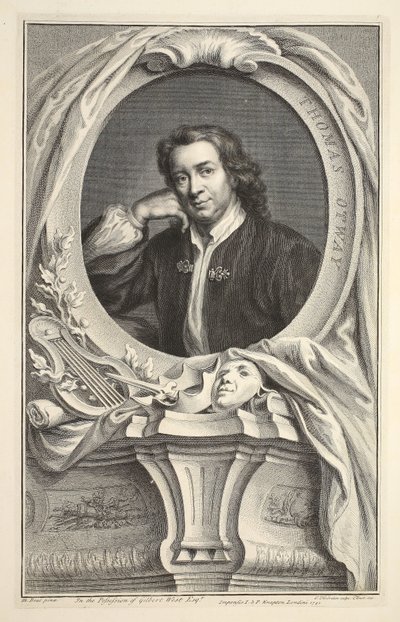Portret Thomasa Otwaya, ilustracja z książki "Heads of Illustrious Persons of Great Britain", wydanej przez Knapton, Londyn 1742. autorstwa Jacobus Houbraken