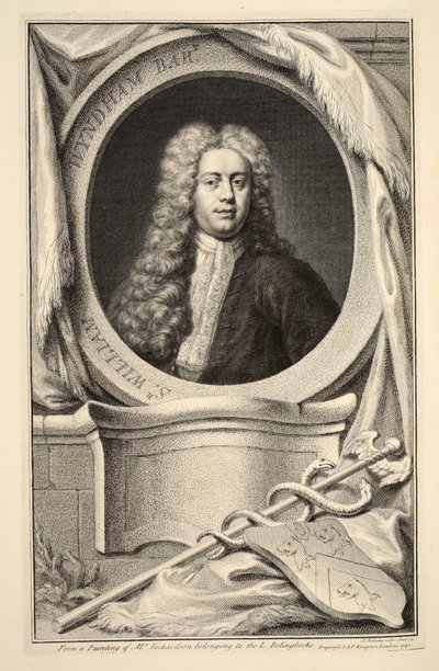 Portret Williama Wyndhama, ilustracja z „Heads of Illustrious Persons of Great Britain”, wyd. autor: Knapton, Londyn 1742 autorstwa Jacobus Houbraken