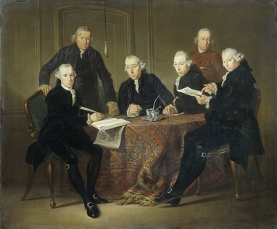 Czterej regenci, sekretarz i ojciec domu trędowatych w Amsterdamie, 1773 autorstwa Jacobus Luberti Augustini