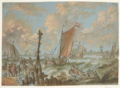 Port ze statkami do żagli autorstwa Jacobus Storck