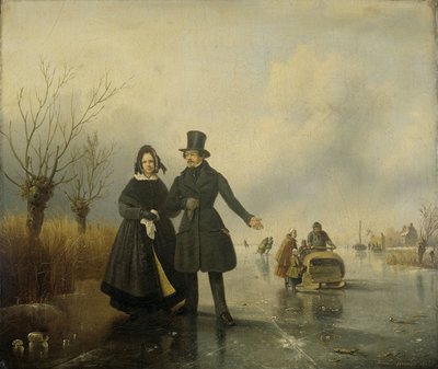 Portret państwa Thijssen na lodzie autorstwa Jacobus Sörensen