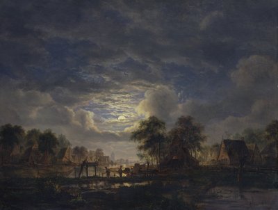 Wieś nad kanałem, 1840 autorstwa Jacobus Theodorus Abels