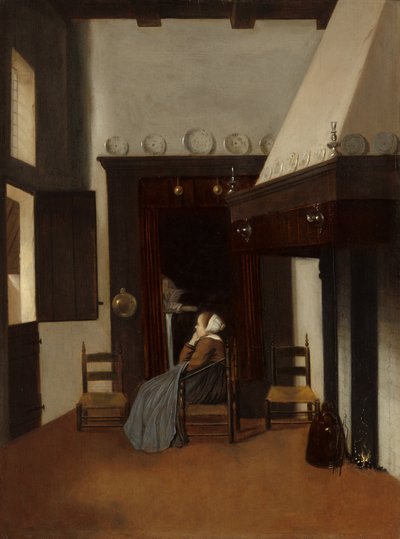 Młoda kobieta we wnętrzu, c. 1660. autorstwa Jacobus Vrel