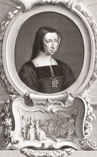 Louise de Savoy (1476-1531) francuska szlachta i regentka, księżna Owernii i Burbonu, księżna Nemours, matka króla Franciszka I (rycina) autorstwa Jacobus and Vertue George Houbraken