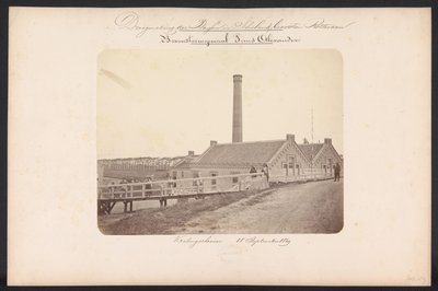 Przepompownia Bovenstoom Prins Alexander / Kralingschveer 18 września 1869 (tytuł na obiekcie) Odzyskiwanie jezior w Schieland na wschód od Rotterdamu (tytuł serii na obiekcie) autorstwa Jacobus van Gorkom jr.