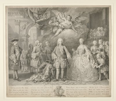 Ferdynand VI i jego królowa Maria Barbara z Braganzy ze Scarlattim i słynnym włoskim kastratem Farinellim autorstwa Jacopo (after) Amigoni