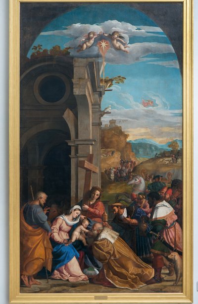 Adoracja Trzech Króli w obecności św. Heleny autorstwa Jacopo (c.1480 1528) Palma