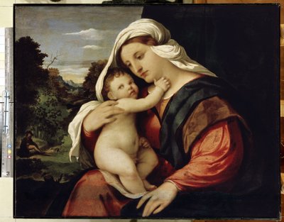 Dziewica i Dziecko. Obraz Jacopo Palma il Vecchio (Stary lub starszy autorstwa Jacopo (c.1480 1528) Palma