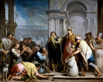 Srebrny puchar Józefa w worku Beniamina autorstwa Jacopo Amigoni