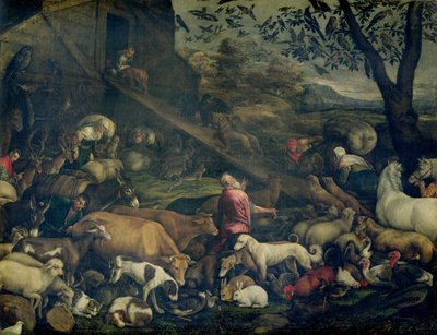 Zwierzęta wchodzące do arki autorstwa Jacopo Bassano