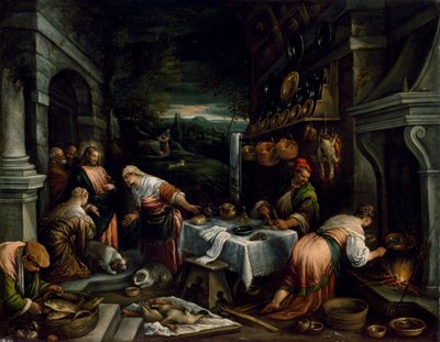Chrystus w domu Marii, Marty i Łazarza autorstwa Jacopo Bassano