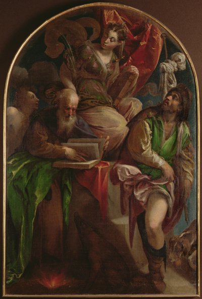 Św. Justyna z Padwy intronizowana ze św. Sebastianem, św. Antonim Opatem i św. Rochem, ok. 1557-60 autorstwa Jacopo Bassano