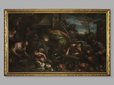 Kuźnia Wulkana, ok. 1580-84 autorstwa Jacopo Bassano