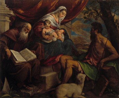 Dziewica z Dzieciątkiem z Janem Chrzcicielem i św. Antonim Opatem, 1560s. autorstwa Jacopo Bassano il vecchio