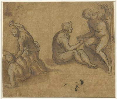 Adam i Ewa pod drzewem i Kain zabijający Abla autorstwa Jacopo Palma (il Giovane)
