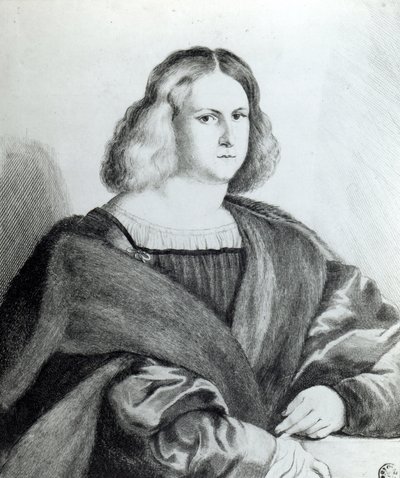 Portret młodego mężczyzny, grafika Wenceslaus Hollar, 1650 autorstwa Jacopo Palma