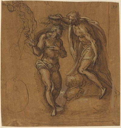 Szkic do chrztu Chrystusa autorstwa Jacopo Palma il Giovane