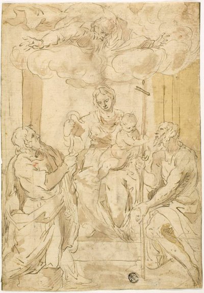 Dziewica z Dzieciątkiem ze św. Tomaszem i Janem Chrzcicielem (recto); Śpiąca Wenus (verso) autorstwa Jacopo Palma il Giovane