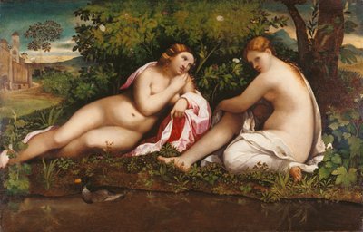 Dwie nimfy w spoczynku Jowisz i Kallisto, ok. godz. 1520. autorstwa Jacopo Palma il Vecchio the Elder