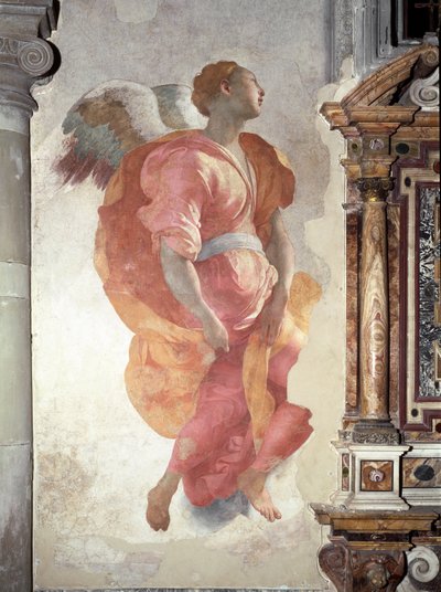 Zwiastowanie. Szczegół Anioła - Fresk autorstwa Jacopo Pontormo