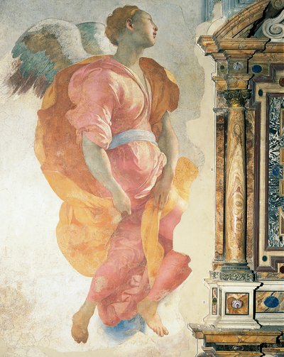 Archanioł Gabriel – Giacomo Carucci znany jako Pontormo (1494-1556), fresk, kaplica Capponi, kościół Santa Felicita, Florencja autorstwa Jacopo Pontormo