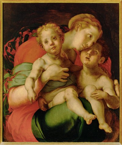 Madonna, Dzieciątko Jezus i młody Święty Jan Chrzciciel (obraz na drewnie) autorstwa Jacopo Pontormo