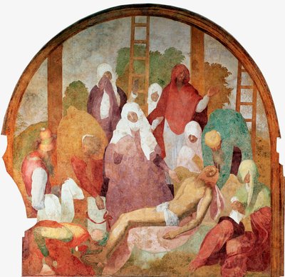 Pasja Chrystusa: „”Osadzanie”” Fresk Jacopo (Iacopo) Carrucci dit il Pontormo (Pontormo) (1494-1556) 1523-1525 niedziela 300x290 cm Florencja, Certosa del Galluzzo autorstwa Jacopo Pontormo