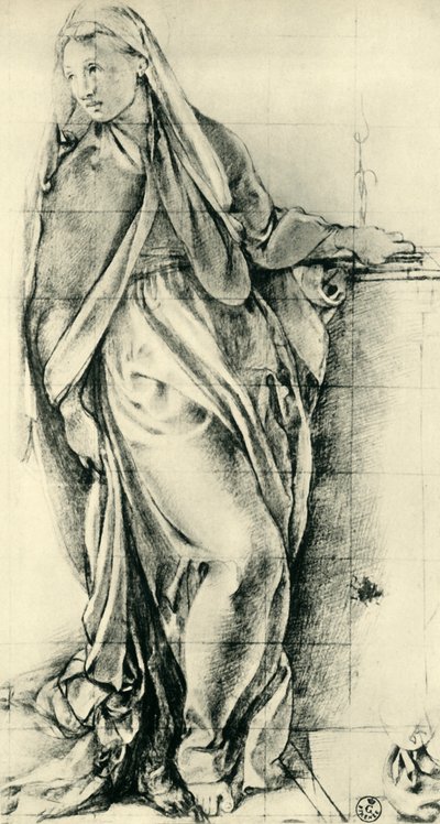 Szkic Matki Boskiej do Zwiastowania, poł. XVI w., 1943 r. autorstwa Jacopo Pontormo