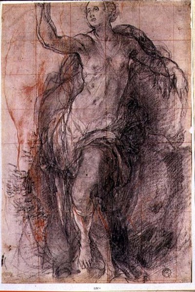 Studium postaci kobiecej z luźną draperią (kreda) autorstwa Jacopo Pontormo