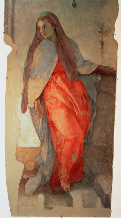 Zwiastowanie, detal Matki Boskiej, ok. 1527 r., detal fresku z 57520, zob. też 94964 autorstwa Jacopo Pontormo