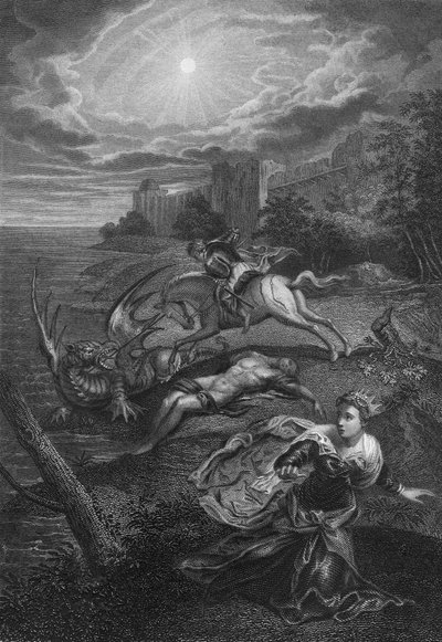 Święty Jerzy i smok (rycina) autorstwa Jacopo Robusti (after) Tintoretto