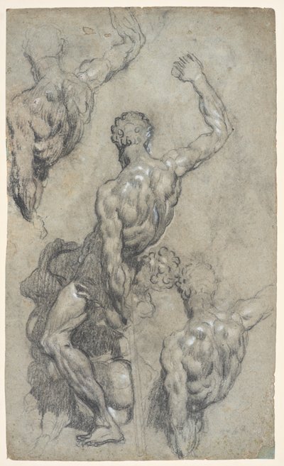 Studia nad „Samsonem i Filistynami” Michała Anioła, ok. 1575–1585 (kreda, węgiel drzewny, gwasz, papier) autorstwa Jacopo Robusti (workshop of) Tintoretto